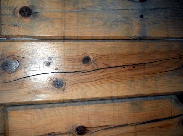 Wood panel damage from log leaks