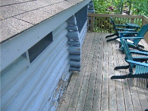Rot from splashing deck