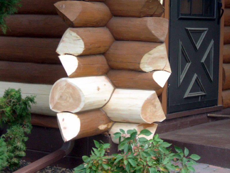 Log ends replaced because of water damage.