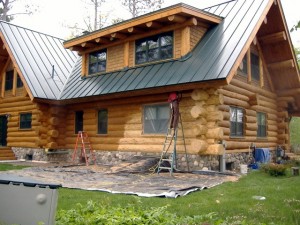 sandblasting in progress