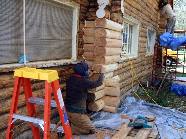 log ends on a home that have been replaced