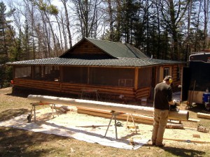 Prepping a cedar log for use in a log home
