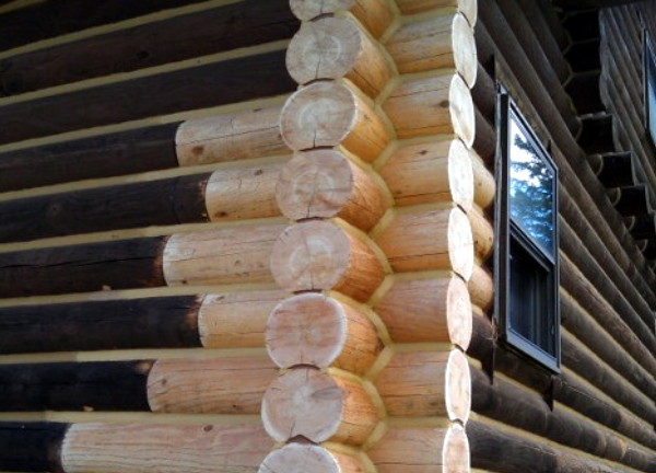 Log ends on a log home that have been replaced.