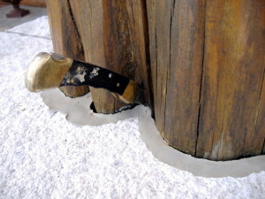 These posts were susceptible to rot because they are surrounded by concrete, which holds moisture up against them.