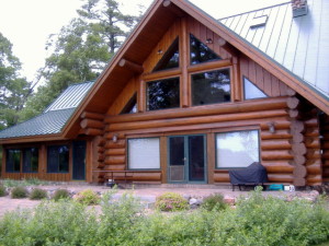 log home needing refinishing