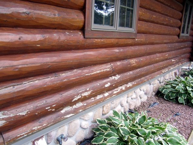 flaking log stain