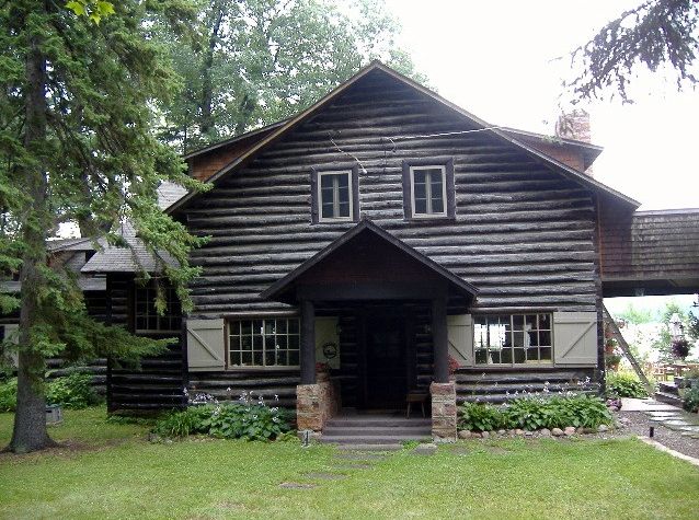 Worn down log home exterior