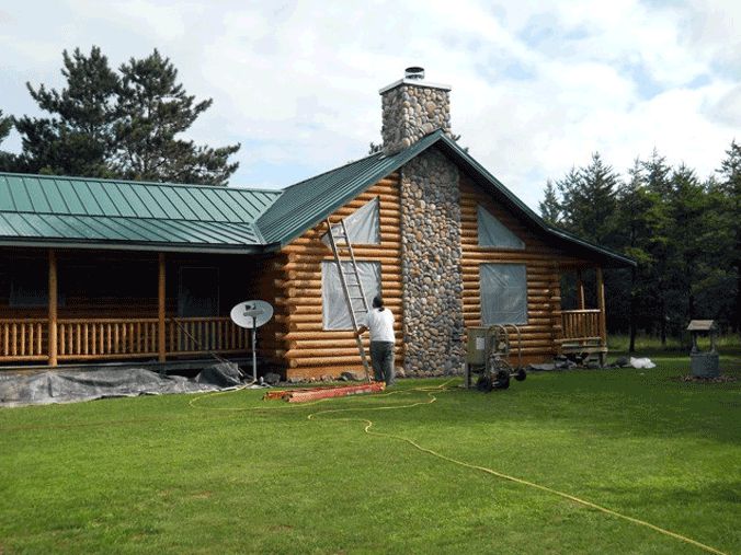 Peeling stain on cabin