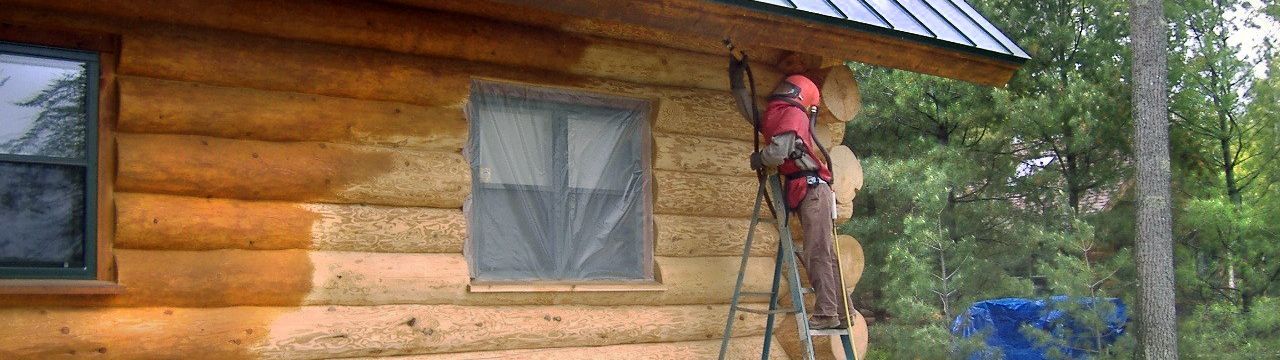 Cob blasting exterior log wall